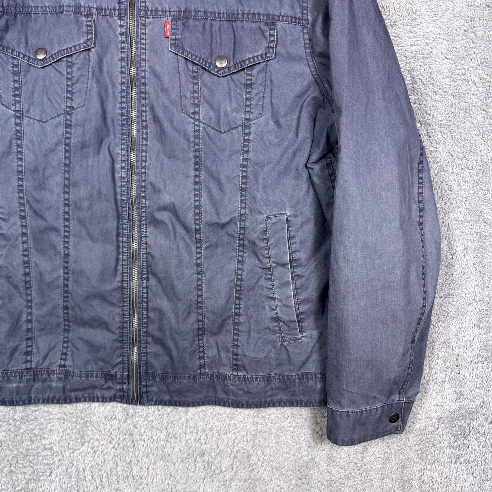 Levi's Levi's Trucker Jacket Men XL Field Chore Canvas Full Zip Hood Hickory Stripe Zip Up Size US XL / EU 56 / 4 - 6 Thumbnail