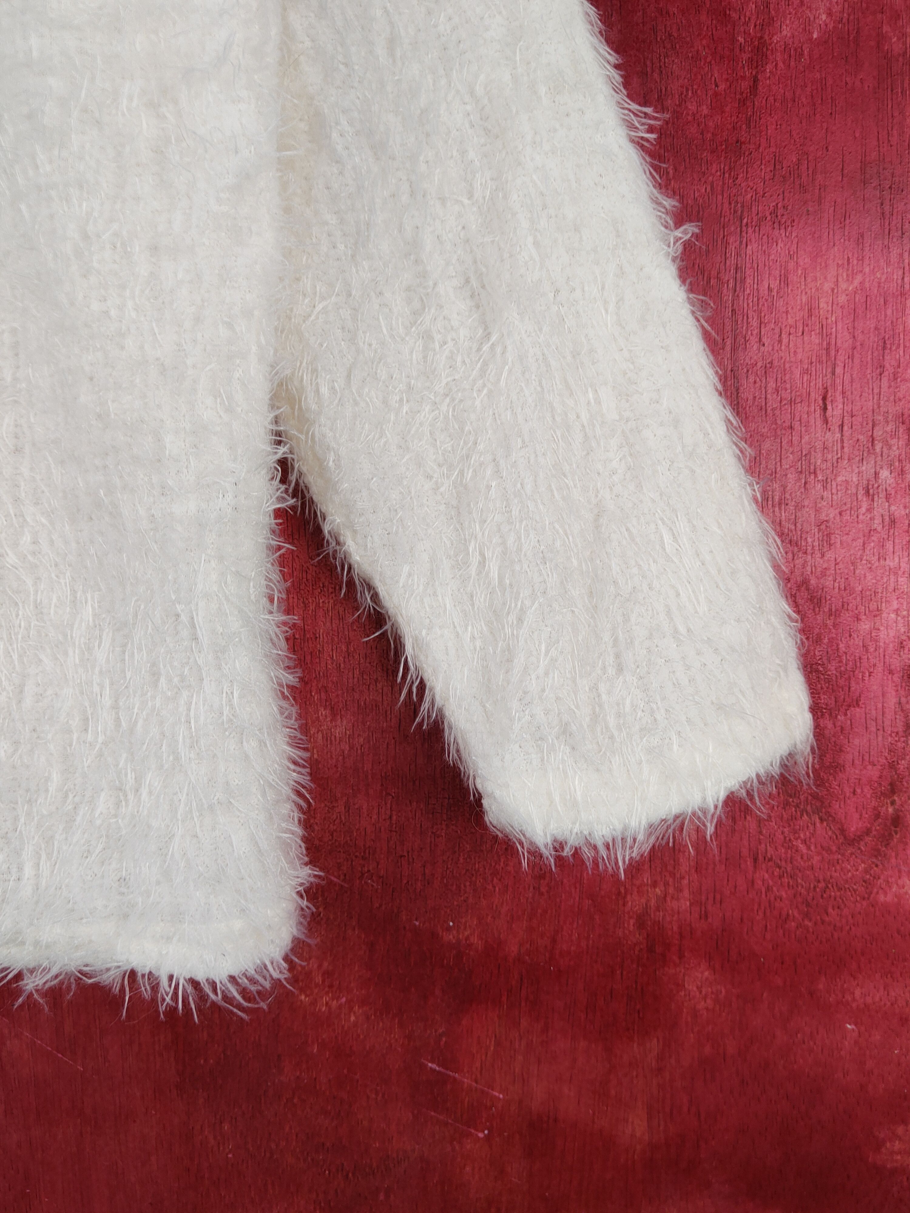 Aran Isles Knitwear Sureve Ivory Shag Shaggy Fur Mohair Knitwear #S2057 Size L / US 10 / IT 46 - 5 Thumbnail