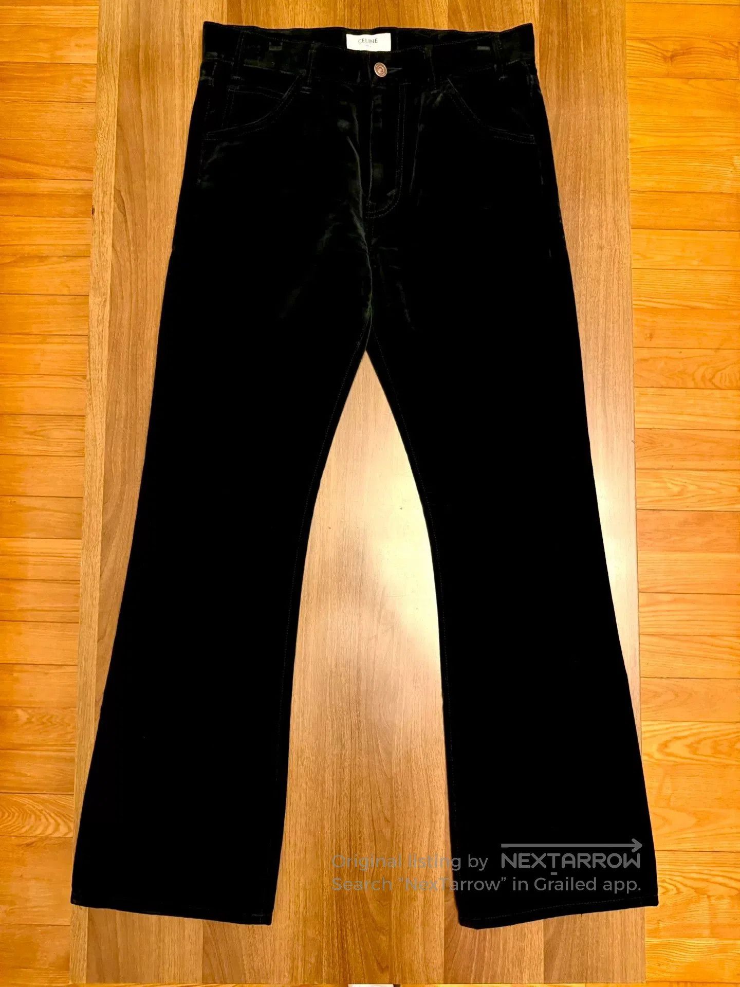 Celine celine black velvet flared trousers. Size US 29 - 1 Thumbnail