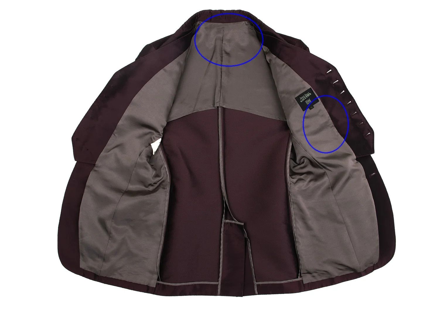 Jean Paul Gaultier Glossy Peak Lapel Jacket in Wine, Size 48 Size US M / EU 48-50 / 2 - 11 Thumbnail
