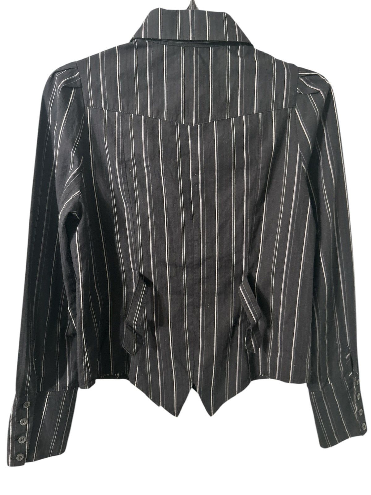 If Six Was Nine Black Peace Now Pinstripe Ruffle Button Up Size US M / EU 48-50 / 2 - 6 Thumbnail