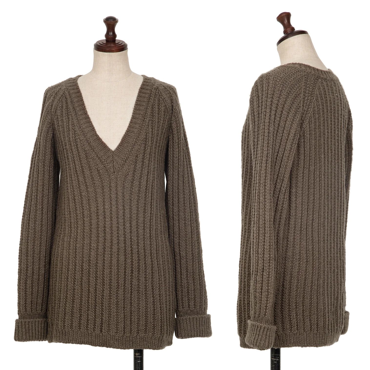 Maison Margiela Wool V-Neck Knit Sweater in Brown, Size S Size US S / EU 44-46 / 1 - 1 Thumbnail