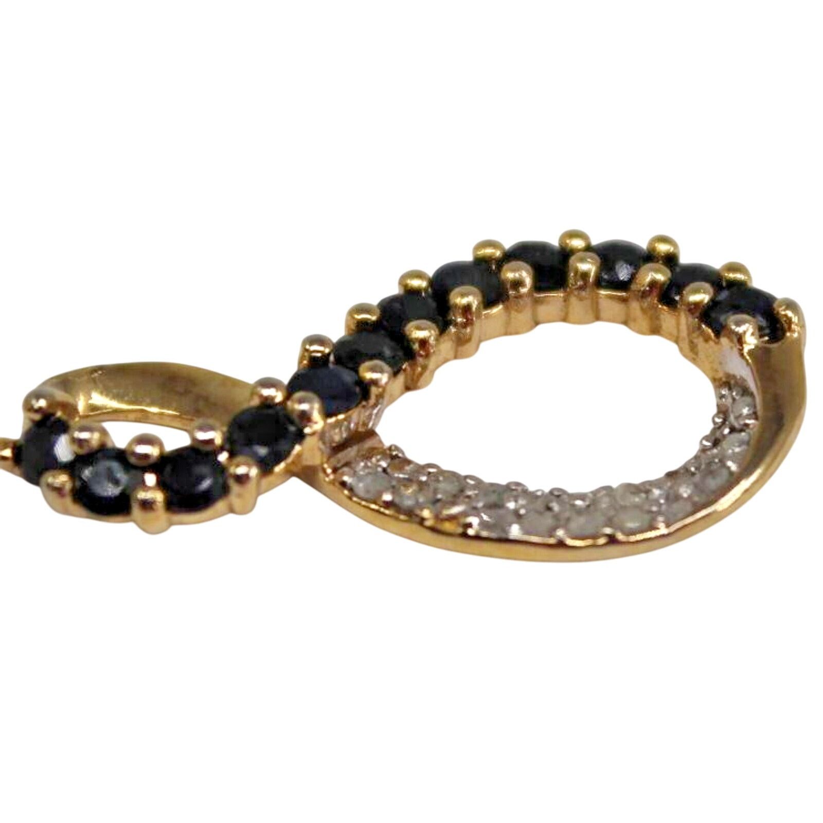 SAS Pave Diamond Blue Sapphire Pendant Figure Eight Infinity Size ONE SIZE - 3 Thumbnail