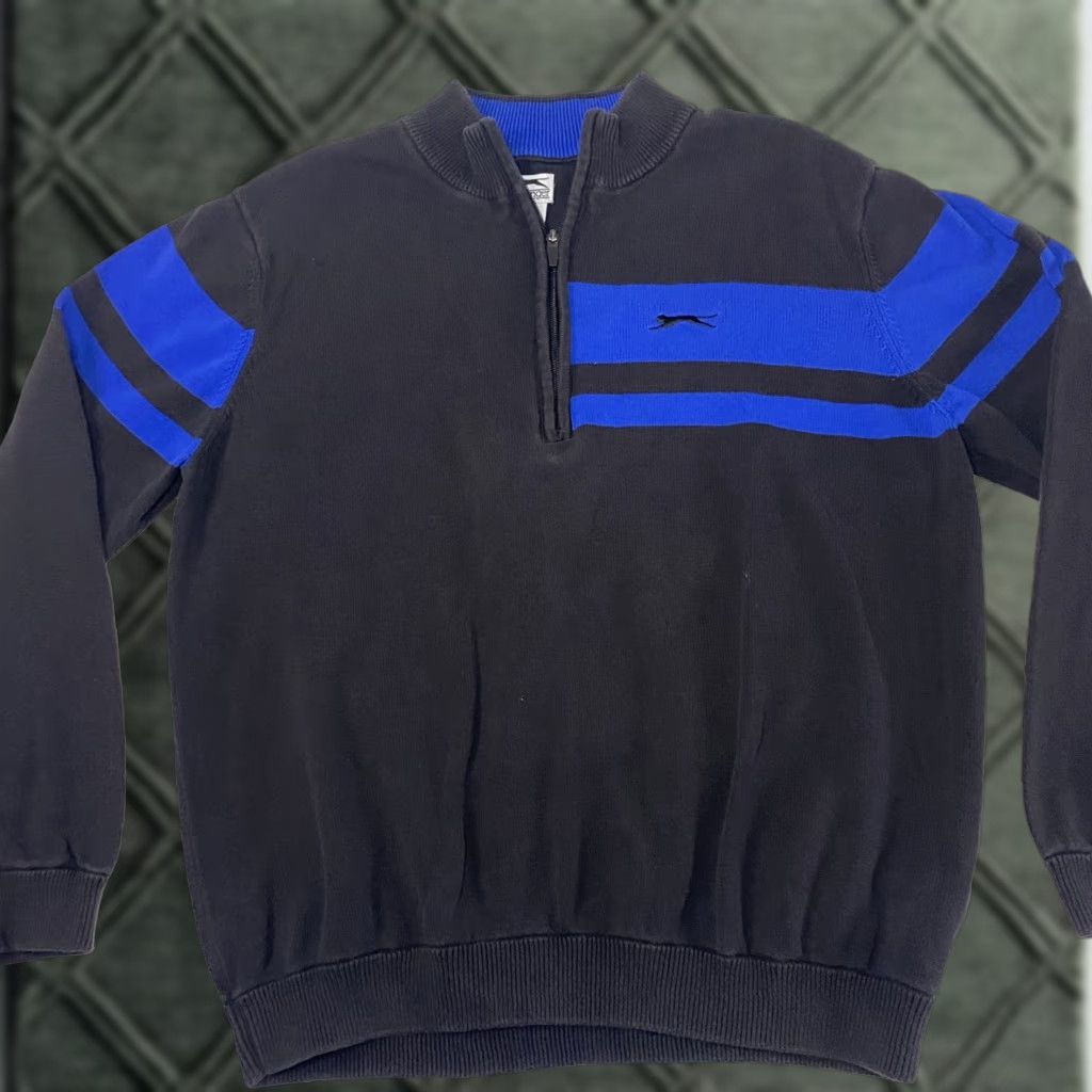Vintage VINTAGE Slazenger Golf Sweater Mens Large 100% Cotton Long Sleeve Quarter Zip Black Size US M / EU 48-50 / 2 - 1 Thumbnail