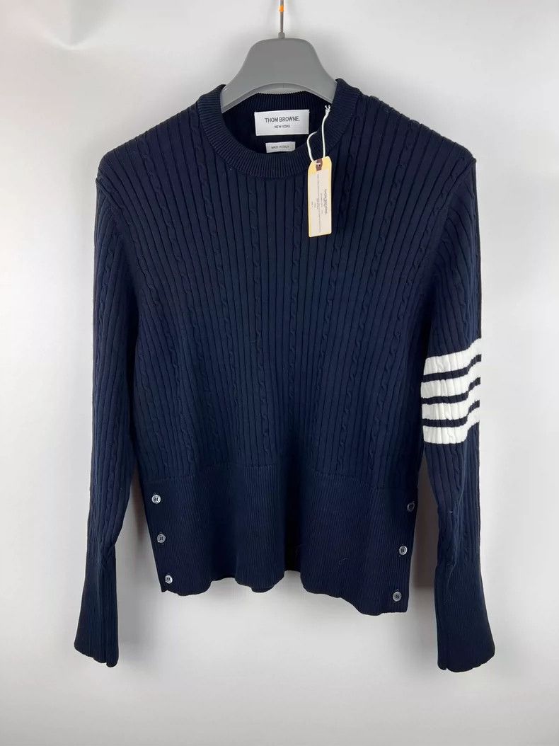 Thom Browne Thom Browne Navy blue knit sweater Size US L / EU 52-54 / 3 - 1 Thumbnail