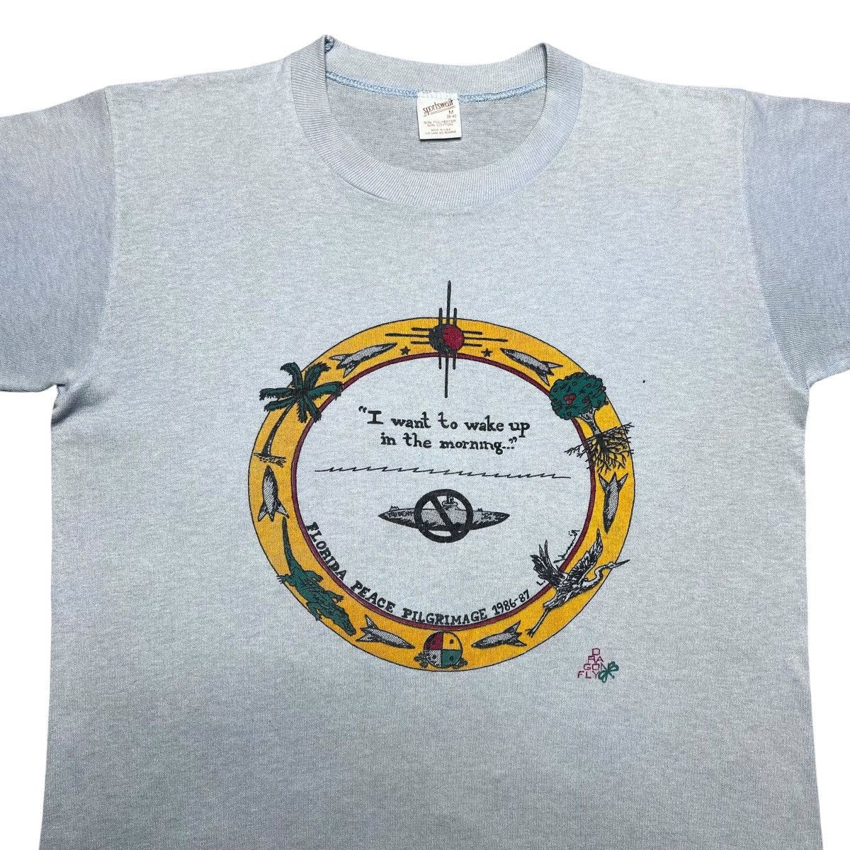 Vintage Vintage 1987 Florida Peace Pilgrimage No Nukes T-Shirt Size US M / EU 48-50 / 2 - 4 Thumbnail