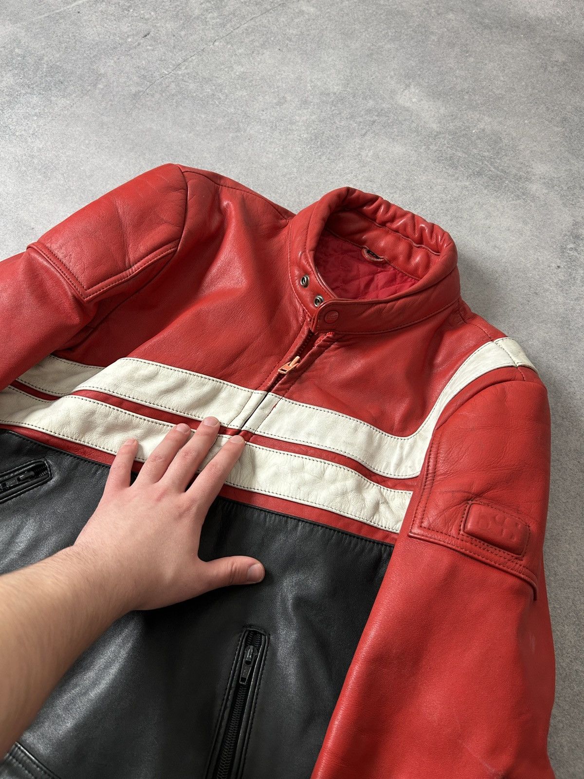 Genuine Leather Vintage IXS red Moto leather jacket mens 90s Size US M / EU 48-50 / 2 - 6 Thumbnail