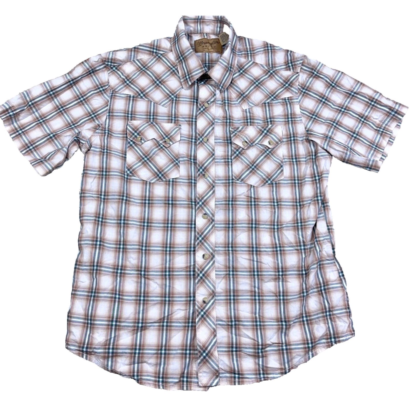 Wrangler VINTAGE Wrangler Retro Shirt Men Large Brown Plaid Pearl Snap Yoke Cowboy Rodeo Western Size US XL / EU 56 / 4 - 2 Thumbnail
