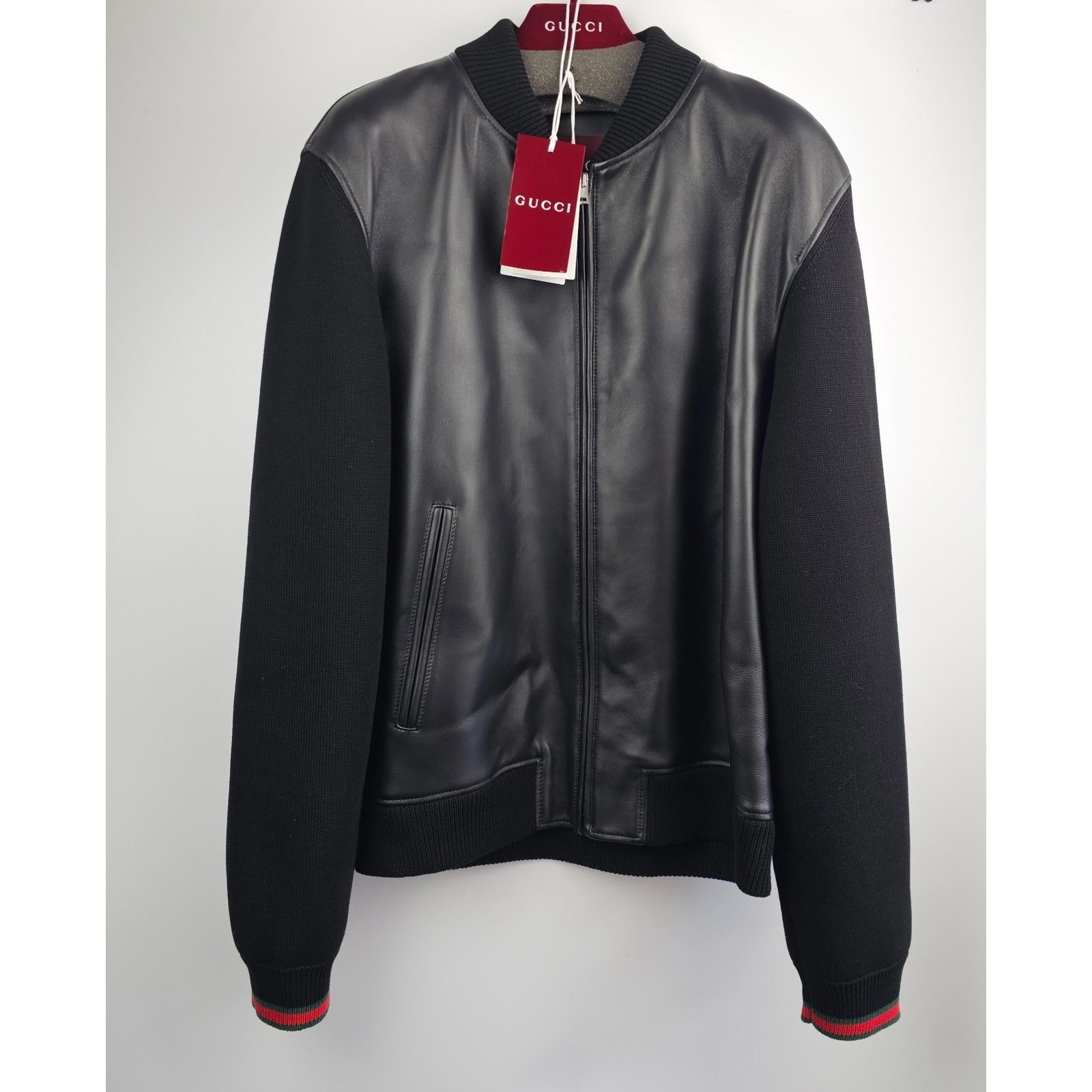 Gucci GUCCI $3980 Black Nappa Leather Bomber Jacket New & Authenti Size US XXL / EU 58 / 5 - 1 Thumbnail