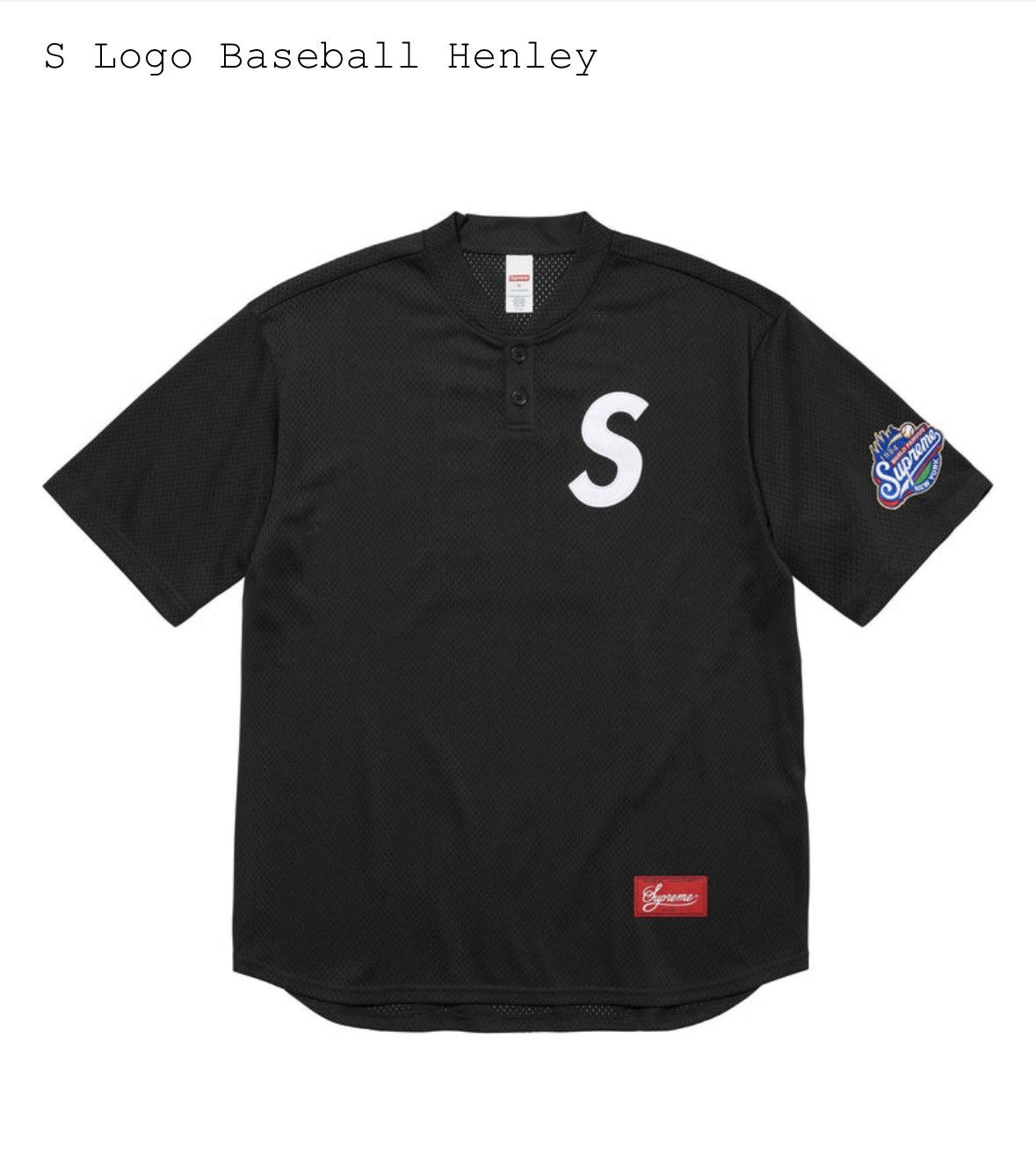 Supreme Supreme S Logo Baseball Henley Black Large *IN HAND* | Grailed