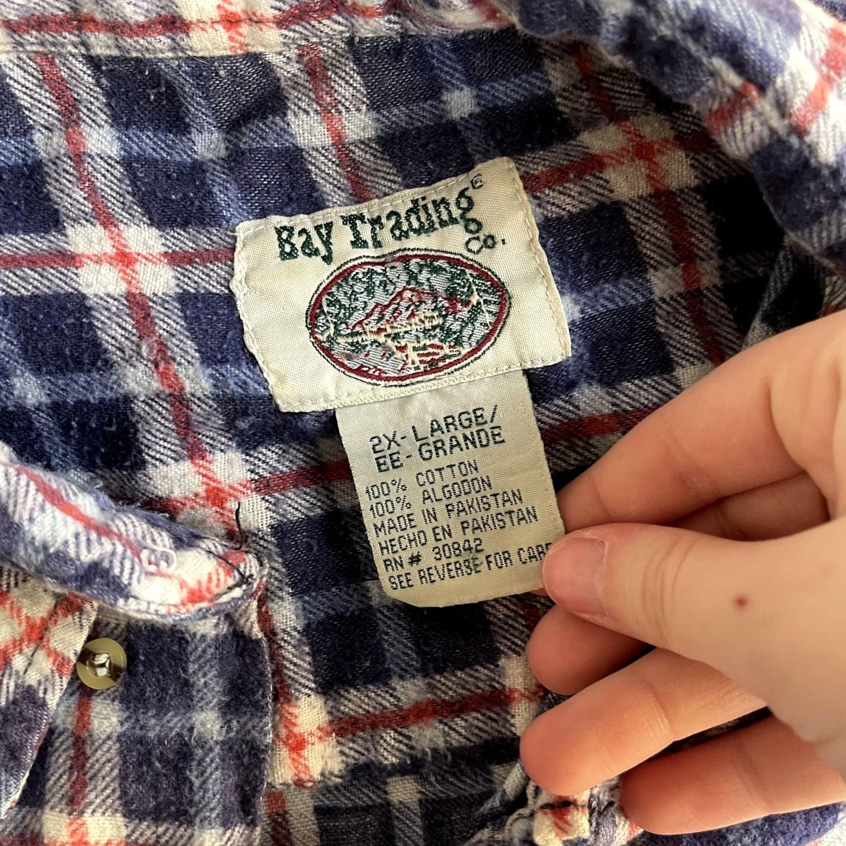 Vintage Bay Trading Co Shirt Mens 2XL Blue Plaid Flannel Long Sleeve Button Up Workwear Size US XXL / EU 58 / 5 - 3 Thumbnail