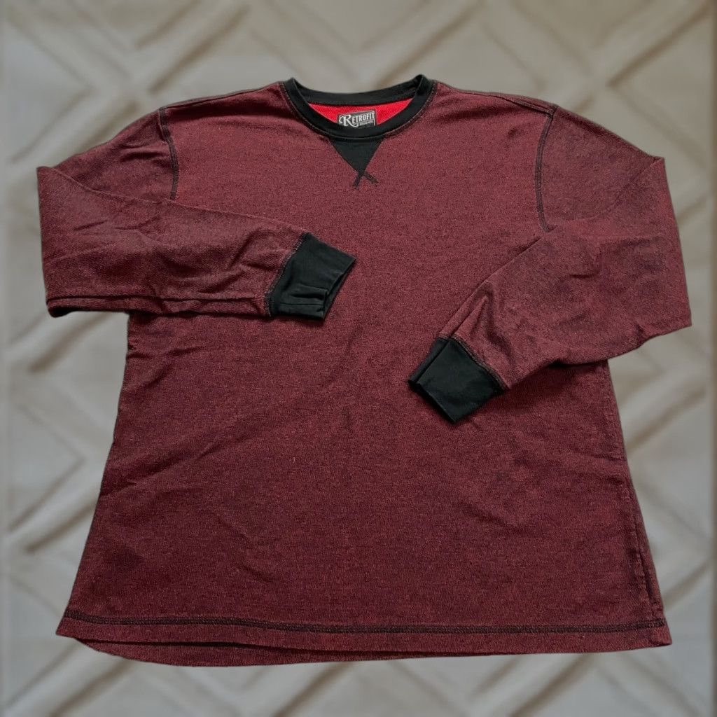 Vintage Retrofit Shirt Mens XL Red Crew Neck Long Sleeve T-Shirt Outdoor Classic, All Seasons, Breathable, Regular Fit Textile Hoodie? Size US XL / EU 56 / 4 - 1 Thumbnail