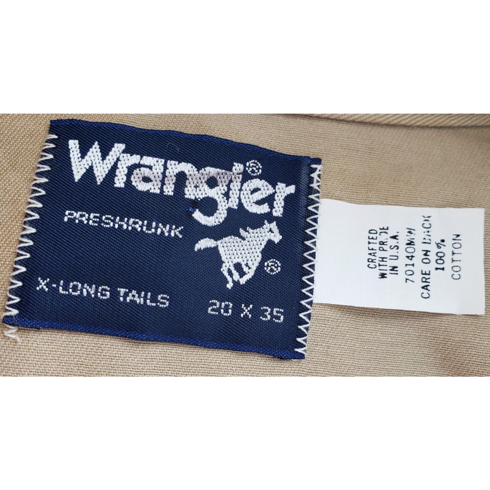 Wrangler VINTAGE Wrangler Mens Western Shirt Size 20x35 X-Long Tails Tan Pearl Snap Pockets USA Size US XXL / EU 58 / 5 - 3 Thumbnail