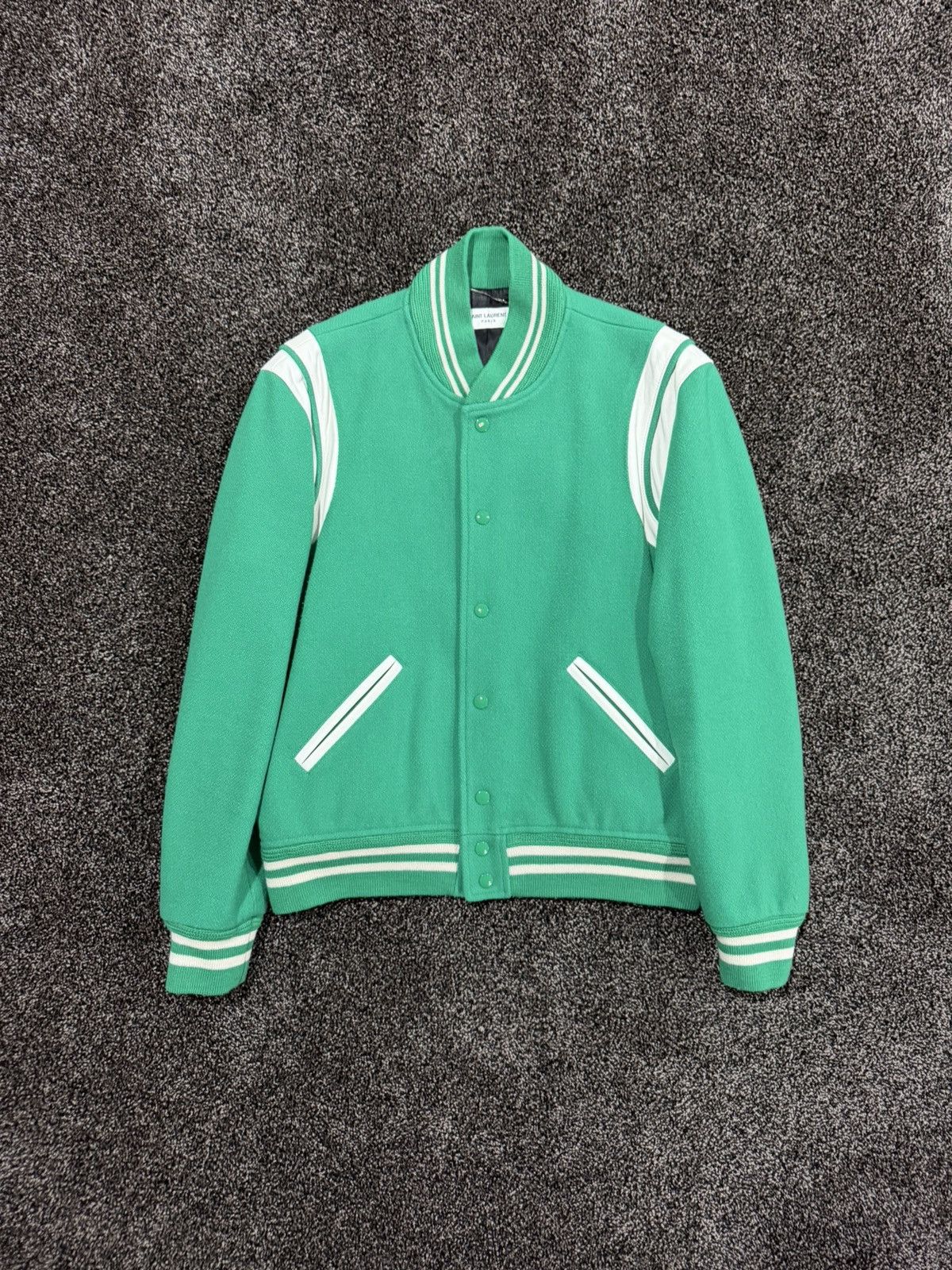 Saint Laurent Paris Saint Laurent Paris x Hedi 2016 Teddy Varsity Green Jacket Size US L / EU 52-54 / 3 - 16 Thumbnail