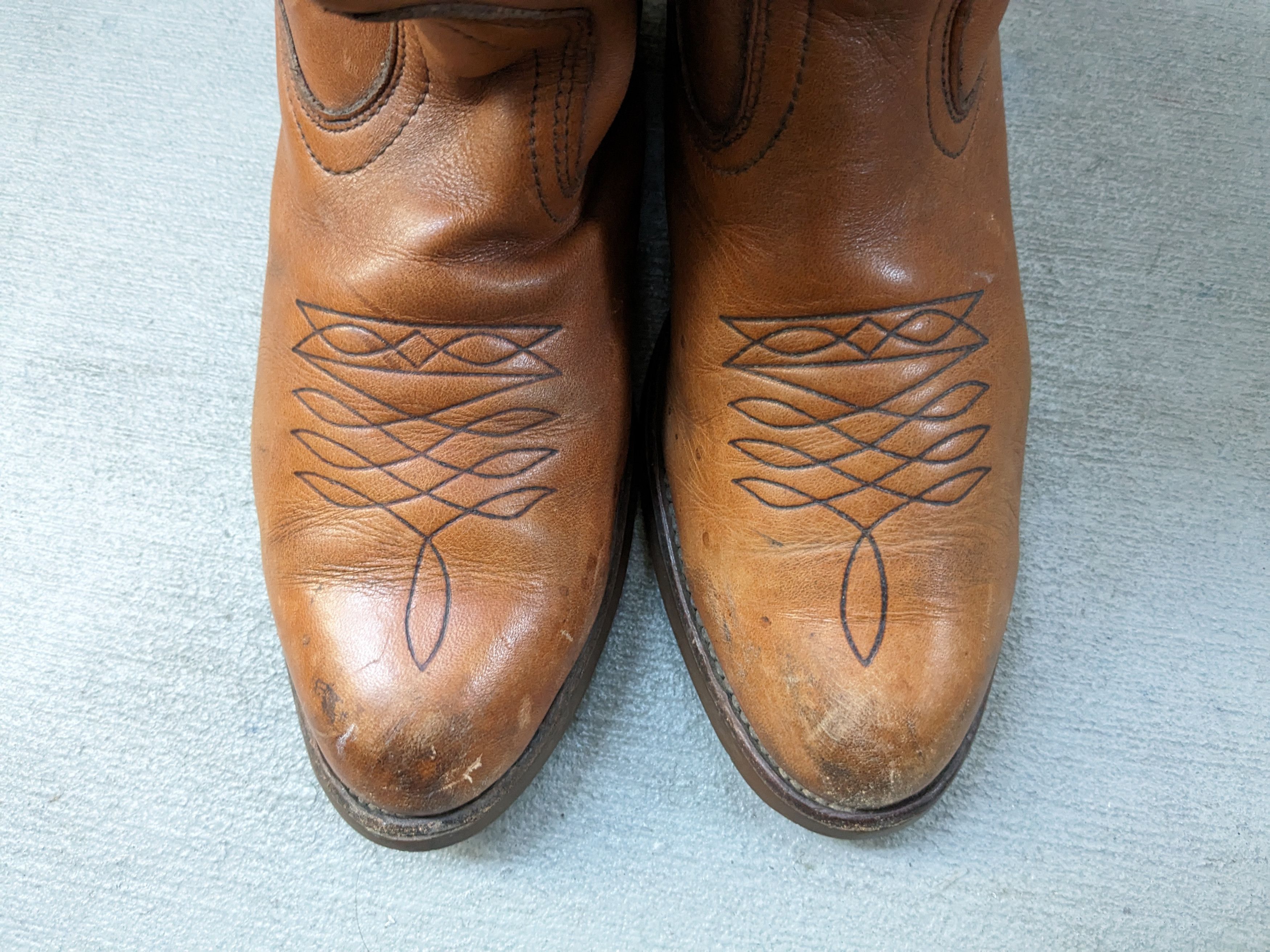 Genuine Leather Vintage Cowboy Boots Size 9.5 Brown Leather Western USA Size US 9.5 / EU 42-43 - 6 Thumbnail