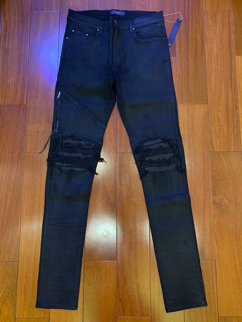 Amiri Amiri OG Black Waxed Distressed Jeans - dmc Size US 32 / EU 48 - 1 Thumbnail