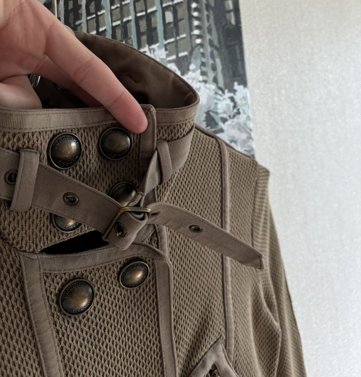 Burberry × Designer × Vintage Burberry Biker Army Mesh Bomber Jacket Size S / US 4 / IT 40 - 3 Thumbnail