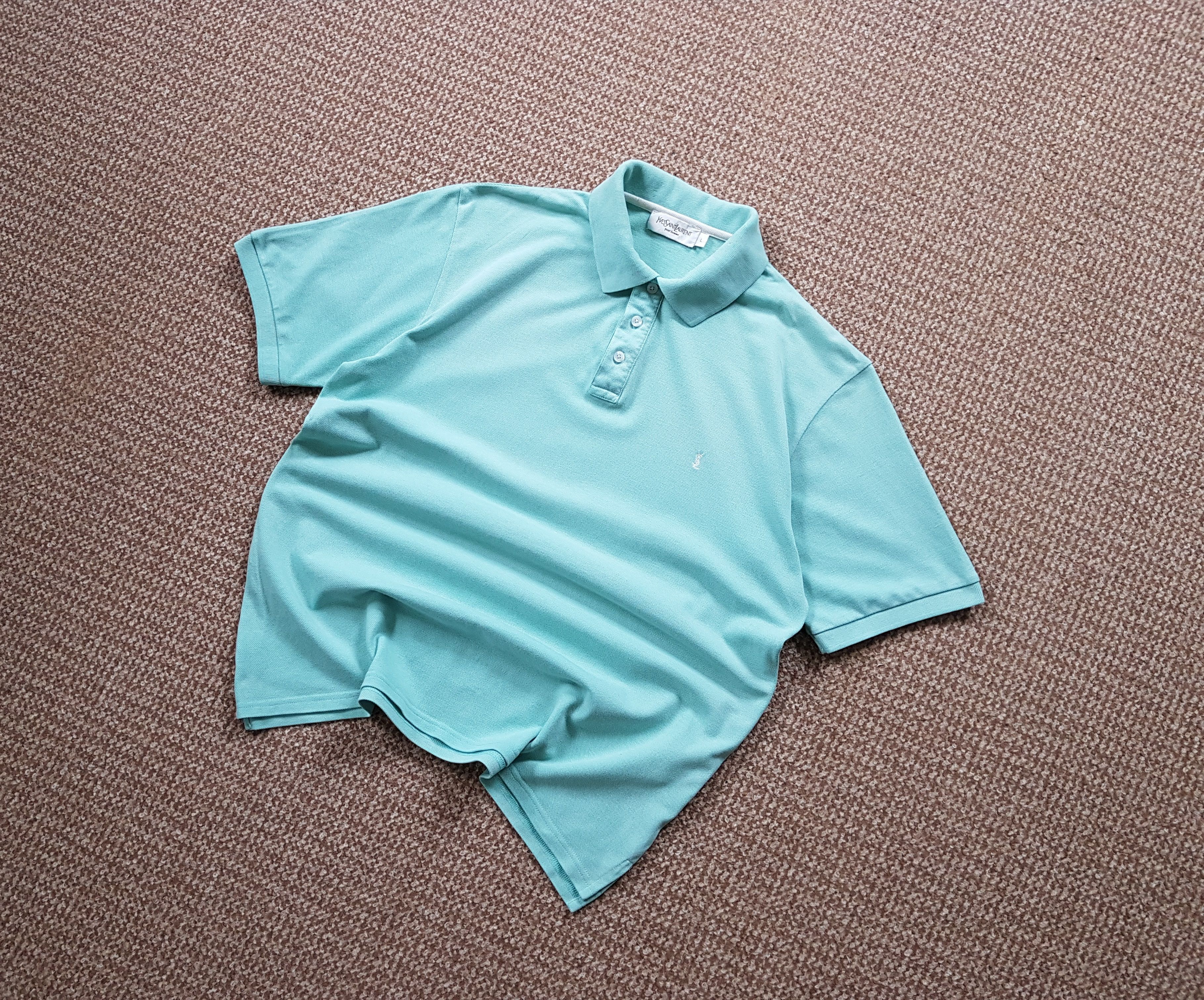 Yves Saint Laurent YSL Vintage Yves Saint Laurent Polo Shirt Turquoise Blue L Size US L / EU 52-54 / 3 - 1 Thumbnail