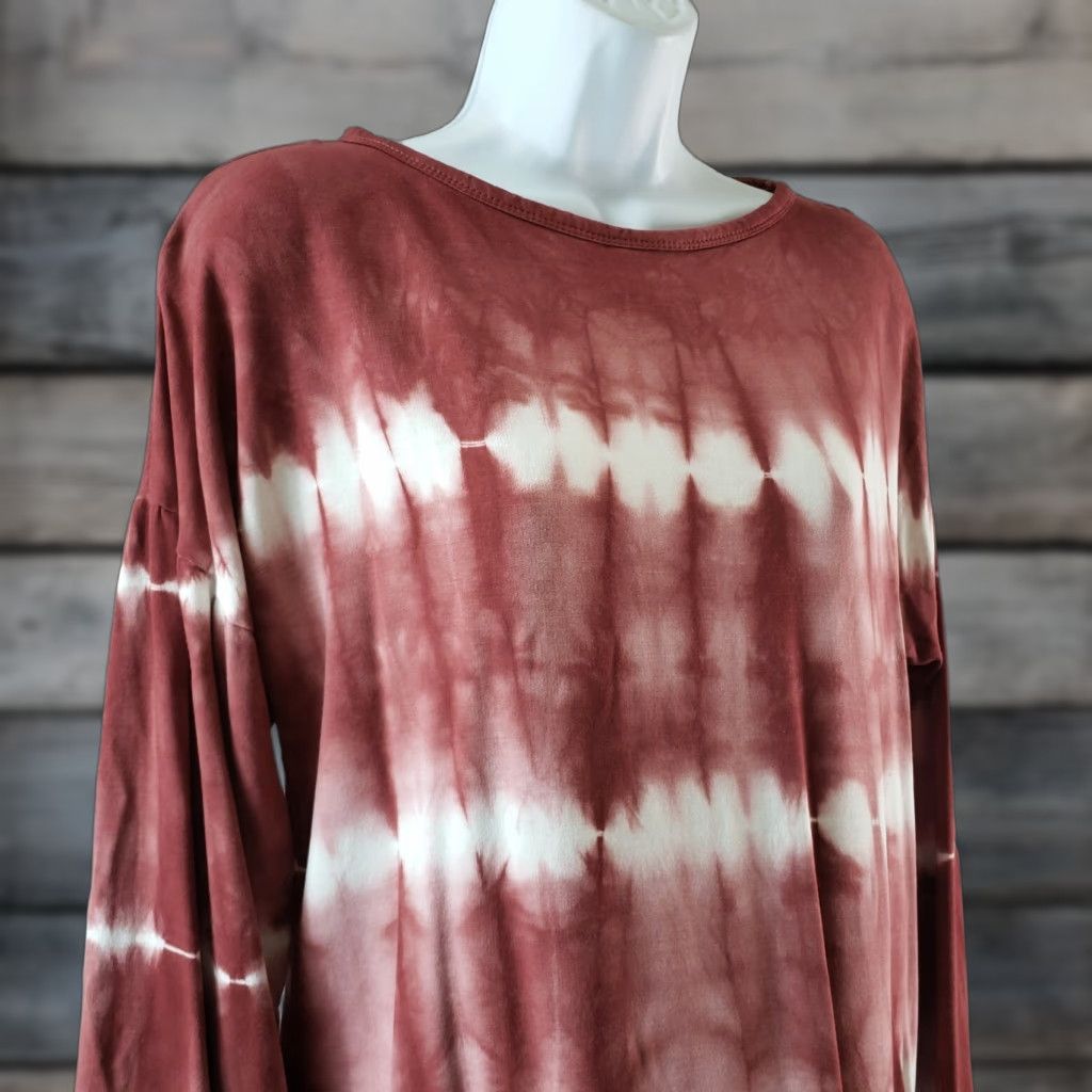 Vintage Knox Rose Womens Pullover Top Blouse Tie Dye Red White Long Sleeve Sz Medium Size M / US 6-8 / IT 42-44 - 1 Thumbnail