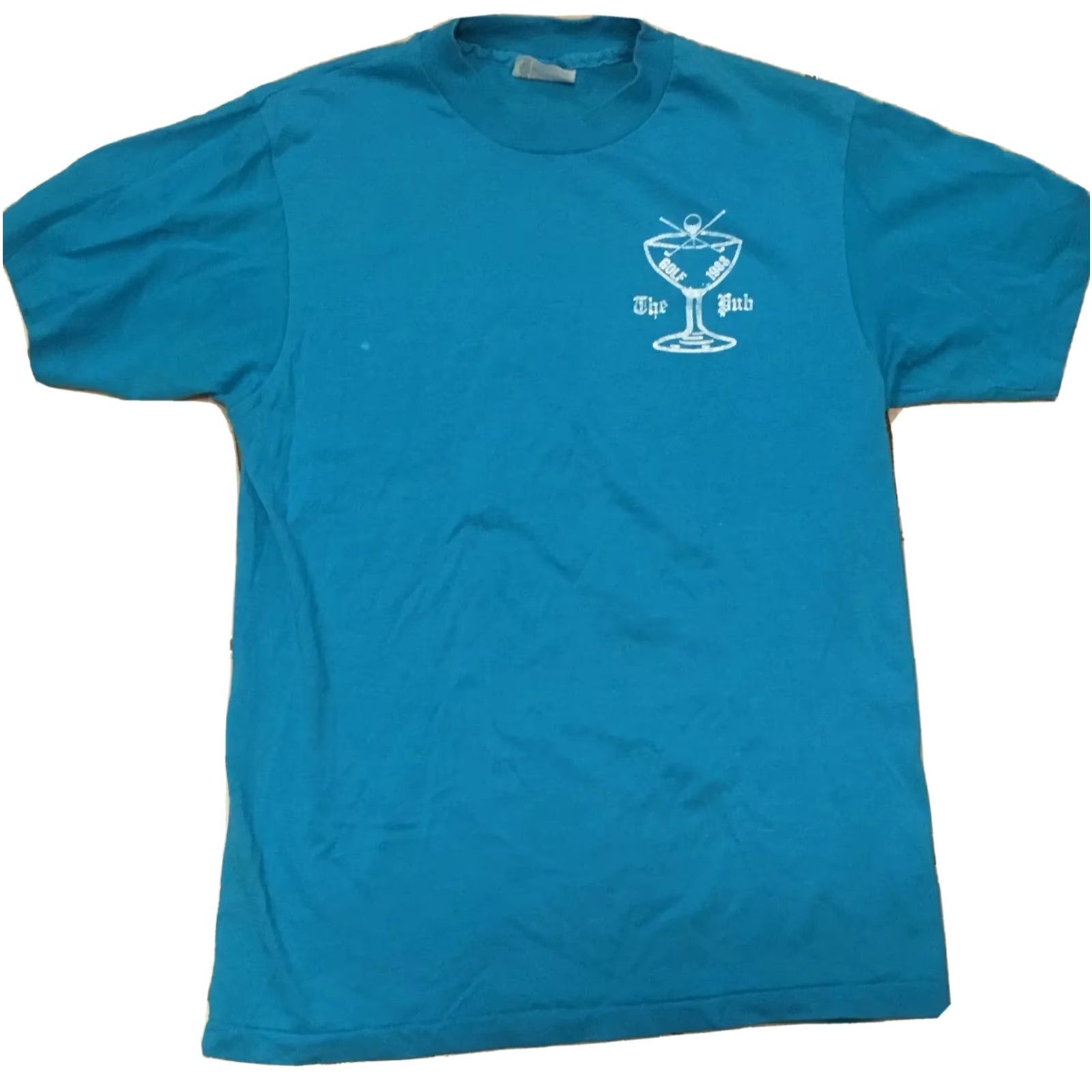 Hanes VINTAGE Hanes Fifty Fifty The Pub GOLF 1988 T Shirt 80s Made In USA Size M Blue Short Sleeve Mens Graphic Tee Size US M / EU 48-50 / 2 - 5 Thumbnail