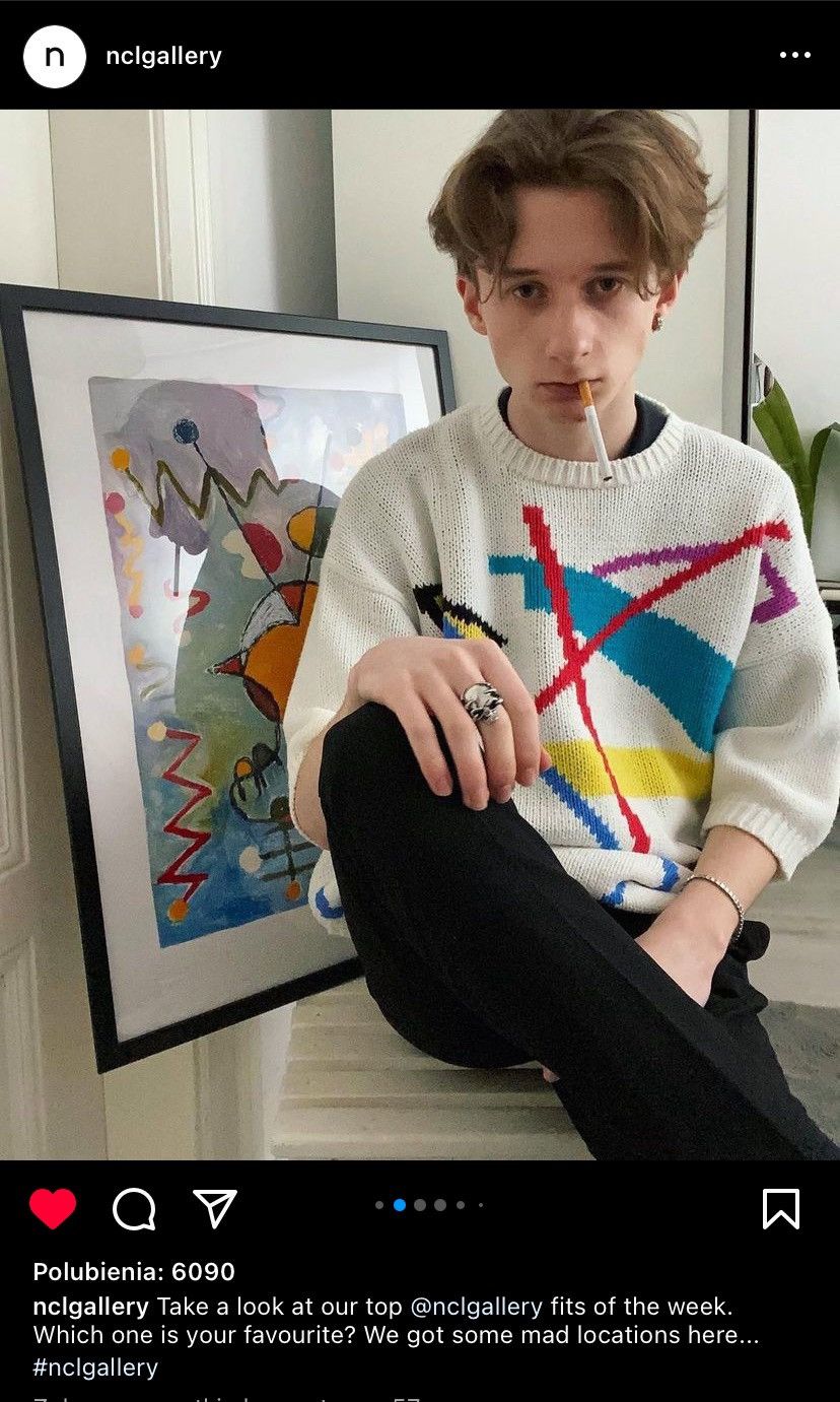 Vintage One of a kind wool sweater with geometric print Size US M / EU 48-50 / 2 - 5 Thumbnail