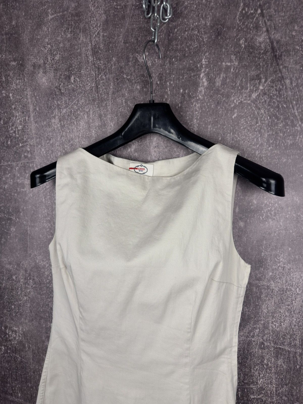 Prada Prada sleeveless midi sheath ivory dress luxury size 46 Size L / US 10 / IT 46 - 2 Thumbnail