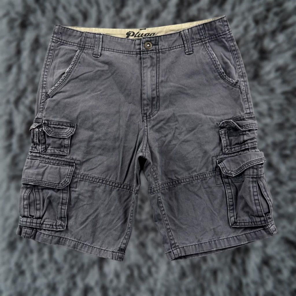 Vintage VINTAGE Plugg Cargo Shorts Mens 32 Gray Baggy 11" Inseam Zipper Pockets 90s Grunge Skater Outdoor Casual Workwear Size US 32 / EU 48 - 1 Thumbnail