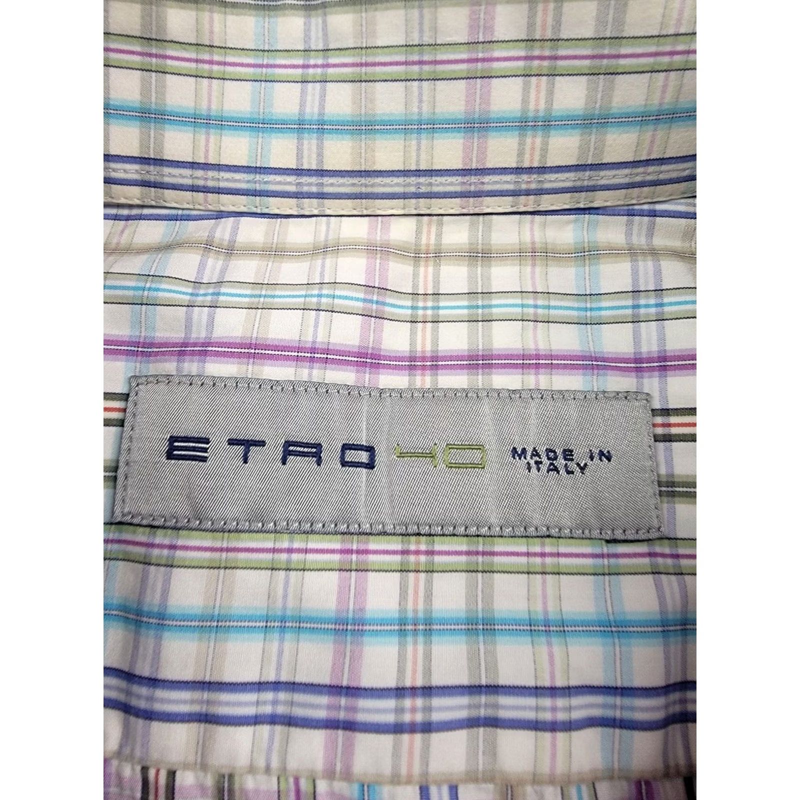 Etro Etro Button-Down Shirt Mens 40 Multicolor Plaid Long Sleeve Made in Italy Size US L / EU 52-54 / 3 - 3 Thumbnail