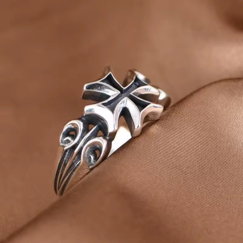 Jewelry Cross Ring - Cybercore Minimalist Adjustable Ring Size ONE SIZE - 2 Thumbnail