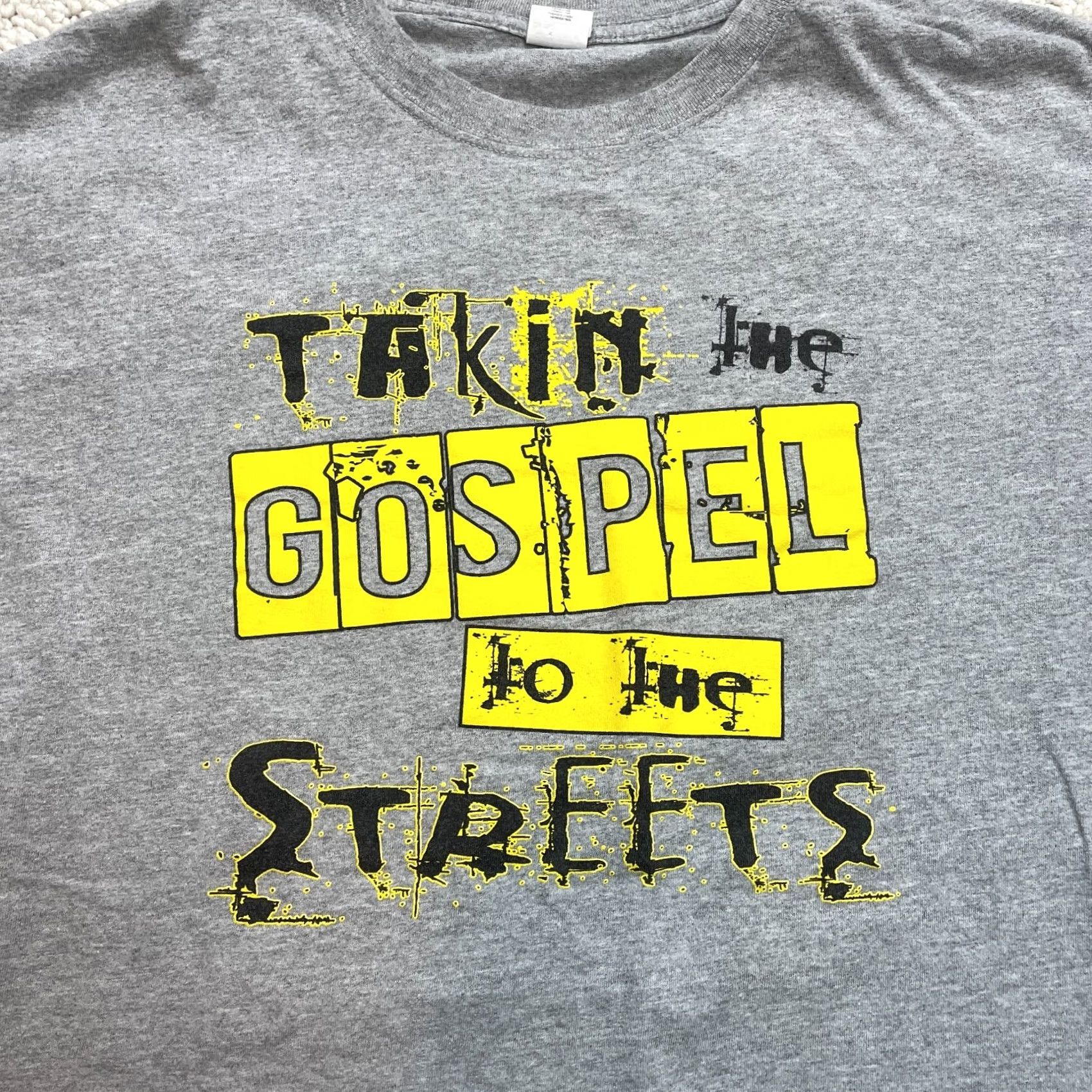 Gildan Gildan Heavy Cotton Shirt Mens 3XL Gray Talkin Gospel to the Streets Logo T-Shirt Short Sleeve Crew Neck Jersey Cotton Vintage No Size US XXL / EU 58 / 5 - 2 Thumbnail
