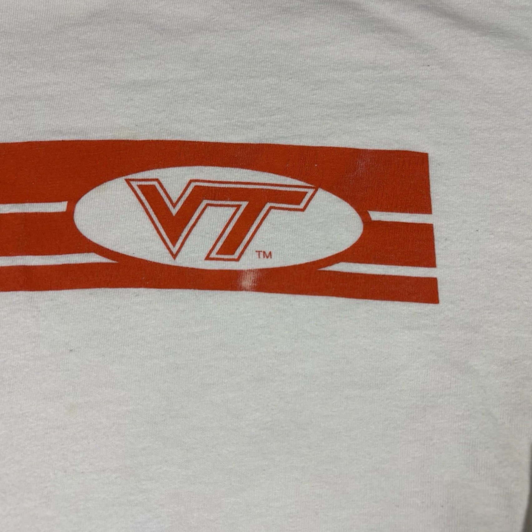 Hanes VINTAGE Virginia Tech T Shirt White Long Sleeve L College University 90s Hanes Crew Neck Graphic Print Mens Size US L / EU 52-54 / 3 - 4 Thumbnail