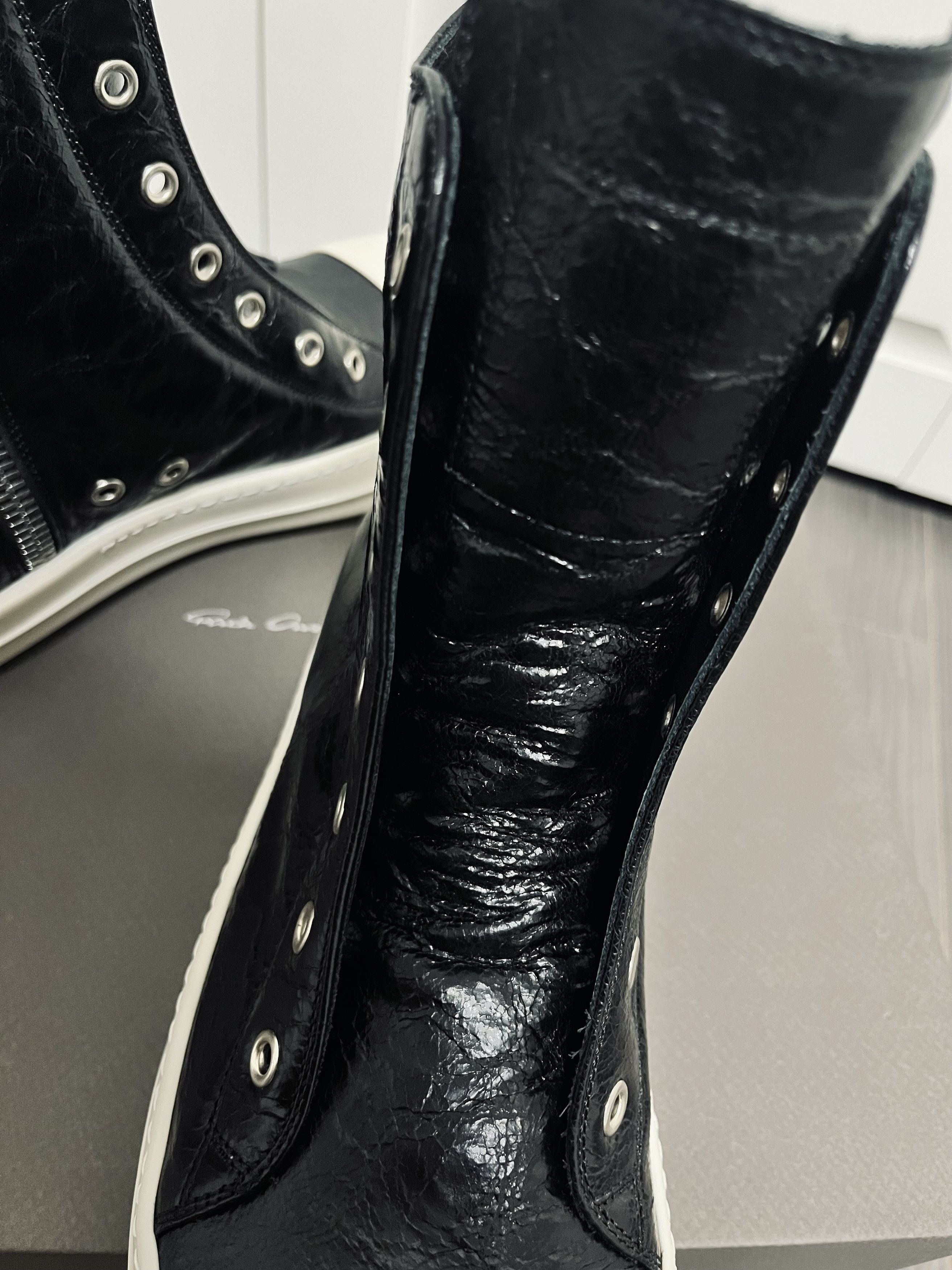 Rick Owens Rick Owens Leather Ramones Hi-Top Sneakers Size US 6.5 / EU 39-40 - 3 Thumbnail