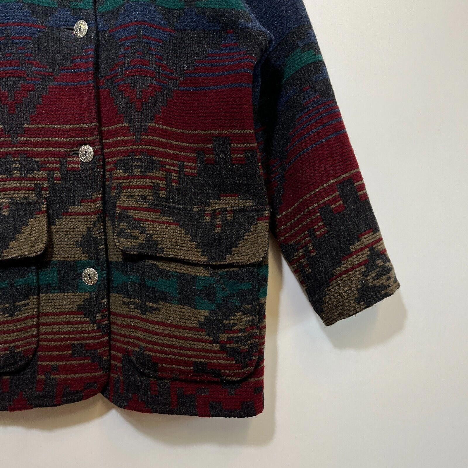 L.L. Bean × Vintage Vintage 90s L.L.Bean Aztec Print Heavy Wool Jacket Size 46/L Size L / US 10 / IT 46 - 7 Thumbnail