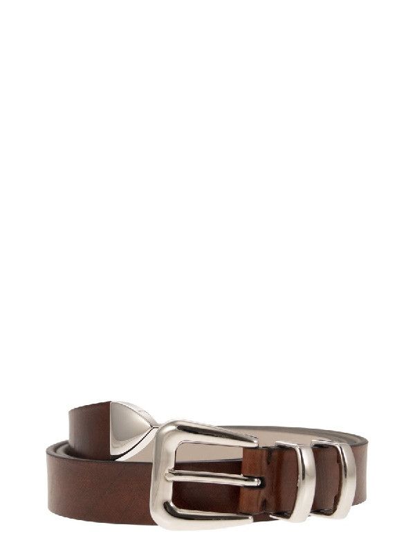 Brunello Cucinelli o1w1db10725 Size:110/Double Loop Buckle Belt in Brown Size ONE SIZE - 1 Thumbnail