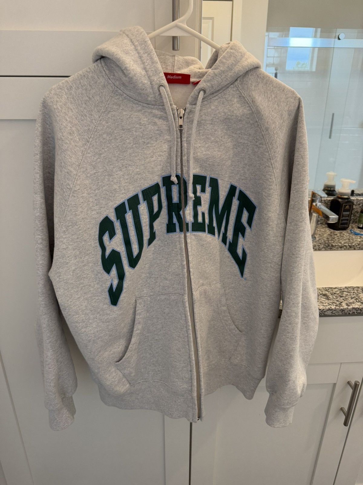SUPREME CRACKED RAGLAN ZIP UP HOODIE