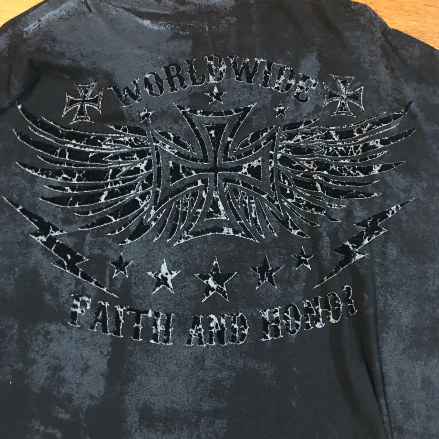 Vintage VINTAGE Archair Mens Salvation Worldwide Faith And Honor Black Graphic T Shirt 3XL Mens Short Sleeve Crew Neck Graphic Tee Size US XXL / EU 58 / 5 - 5 Thumbnail