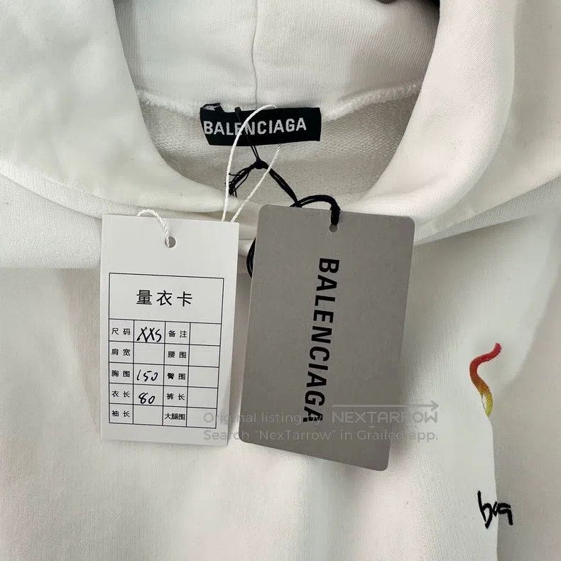 Balenciaga Balenciaga Torch logo hooded white sweatshirt Size US XXS / EU 40 - 5 Thumbnail