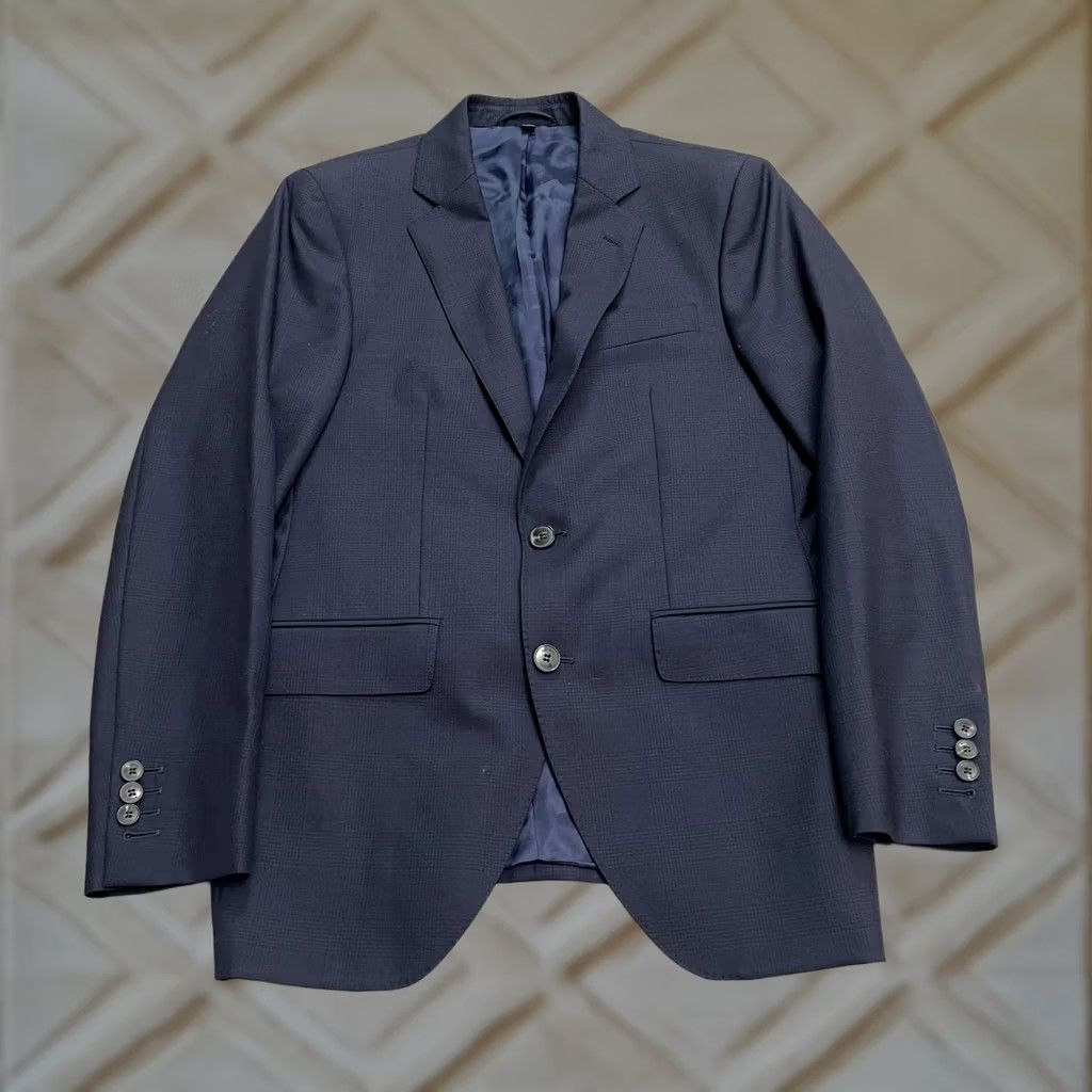 Hackett Hackett London Mens Blazer Suit Jacket 38R Navy Blue Plaid Wool Premium May Fair Size 38R - 1 Thumbnail