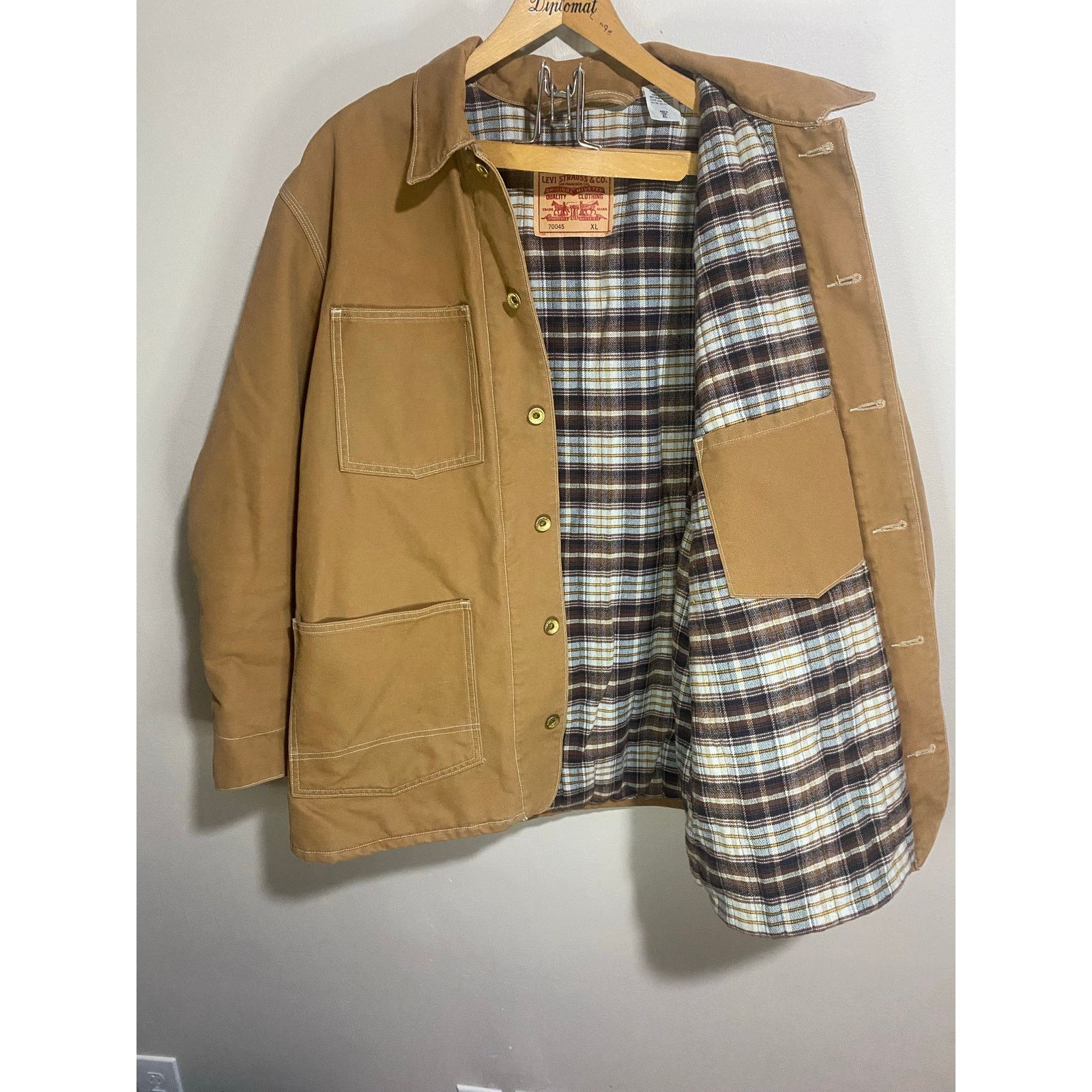 Levi's Levis Canvas Blanket Flannel Lined Chore Barn Coat XL Tan Size US XL / EU 56 / 4 - 1 Thumbnail
