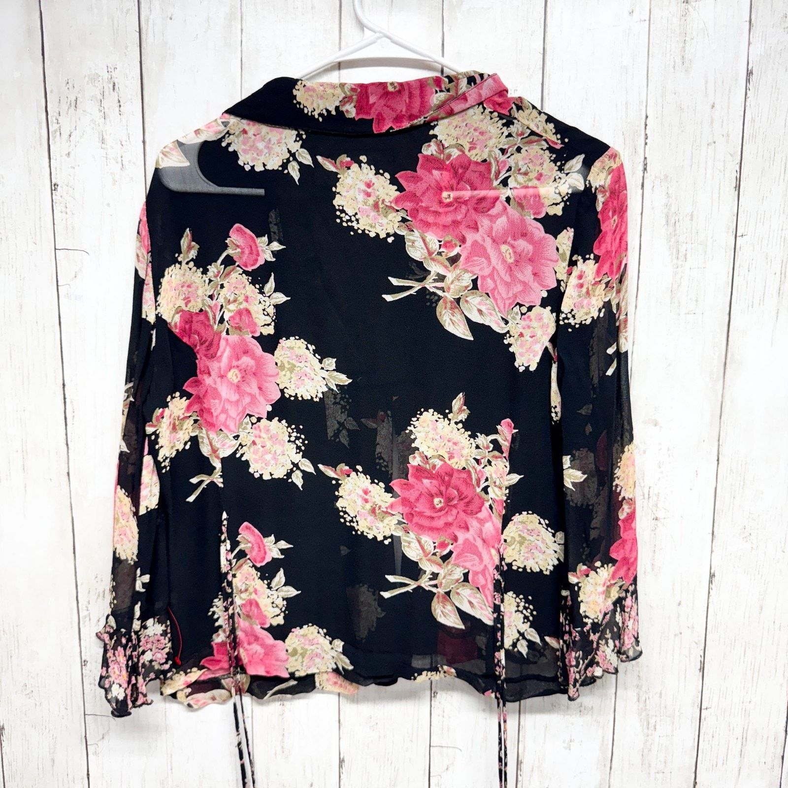 Vintage Vtg Requirements Blouse Sz 8 Floral Sheer Long Sleeve Button Size M / US 6-8 / IT 42-44 - 2 Thumbnail