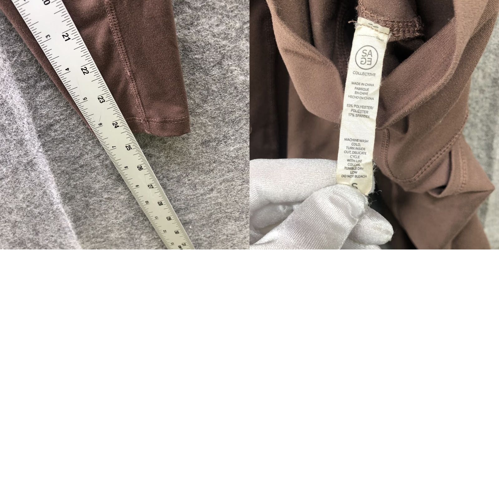 Vintage Sage Collective High Rise Leggings Womens S Brown Side Pockets Ankle Yoga Size 28" / US 6 / IT 42 - 8 Thumbnail