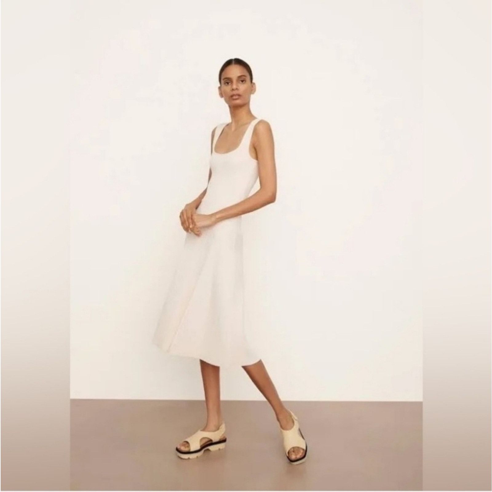 VINCE RIBBED SWEETHEART TANK DRESS