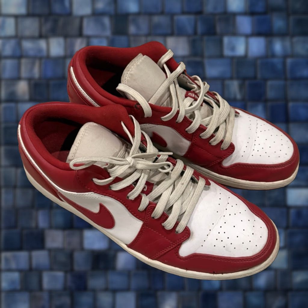 Nike Air Jordan 1 Low Sneaker Mens size 11.5 Gym Red White 553558-611 Pre Owned