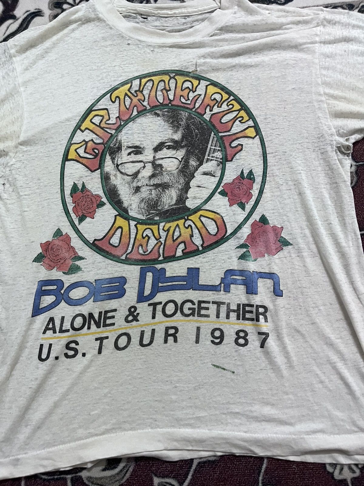 Band Tees × Grateful Dead × Vintage Vintage 80's Grateful Dead X Bob Dylan Tour Shirt Size US M / EU 48-50 / 2 - 2 Thumbnail