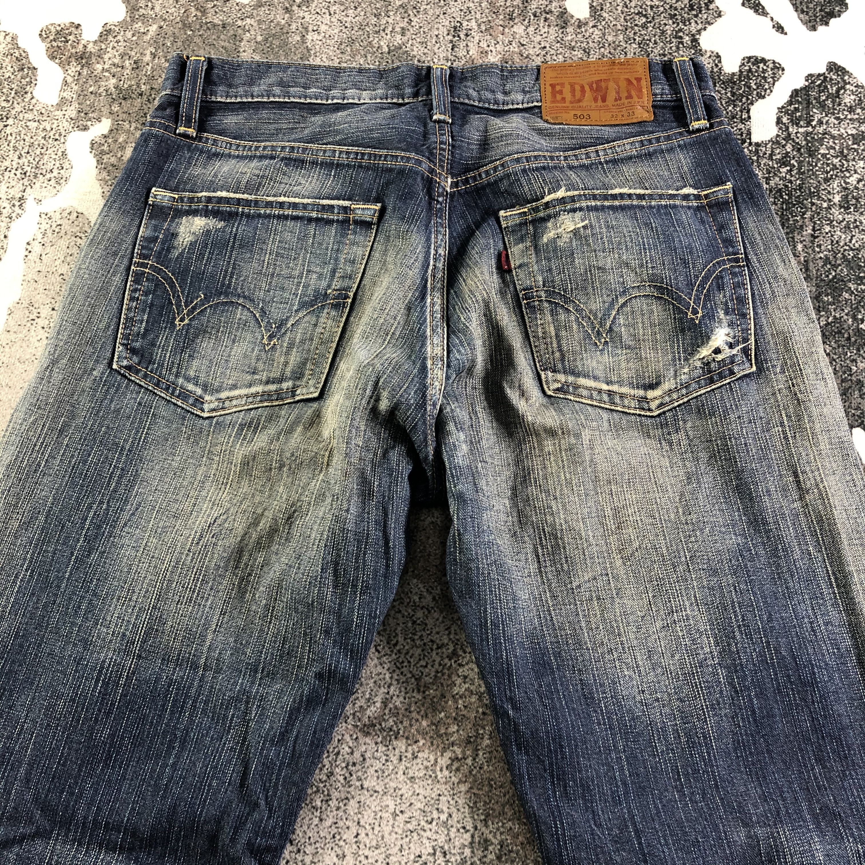 Edwin Vintage Edwin 503 Jeans Distressed Denim KJ2946 Size US 32 / EU 48 - 4 Thumbnail