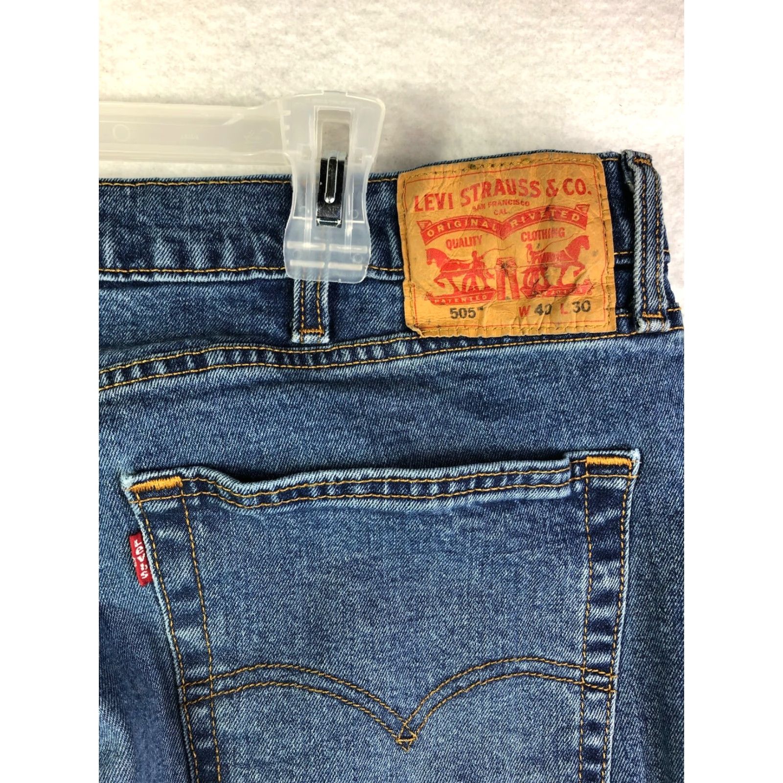 Levi's Levi's 505 Jeans Mens 40x30 Mid Rise Straight Leg Blue Denim Size US 40 / EU 56 - 6 Thumbnail