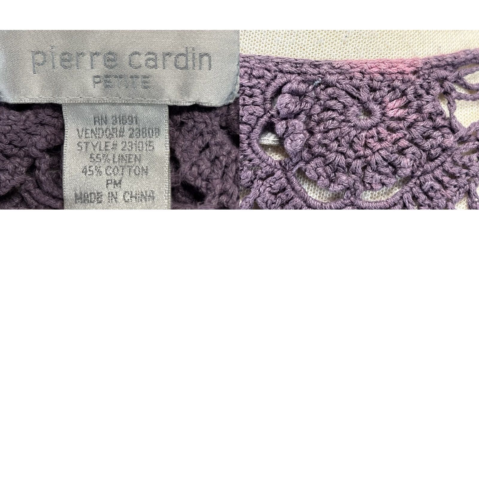 Pierre Cardin VINTAGE Pierre Cardin Crochet Cardigan Sweater Womens PM Purple Linen Blend Festival 90s Y2K Boho Whimsigoth Festival Ladies PM Ladies Size M / US 6-8 / IT 42-44 - 8 Thumbnail