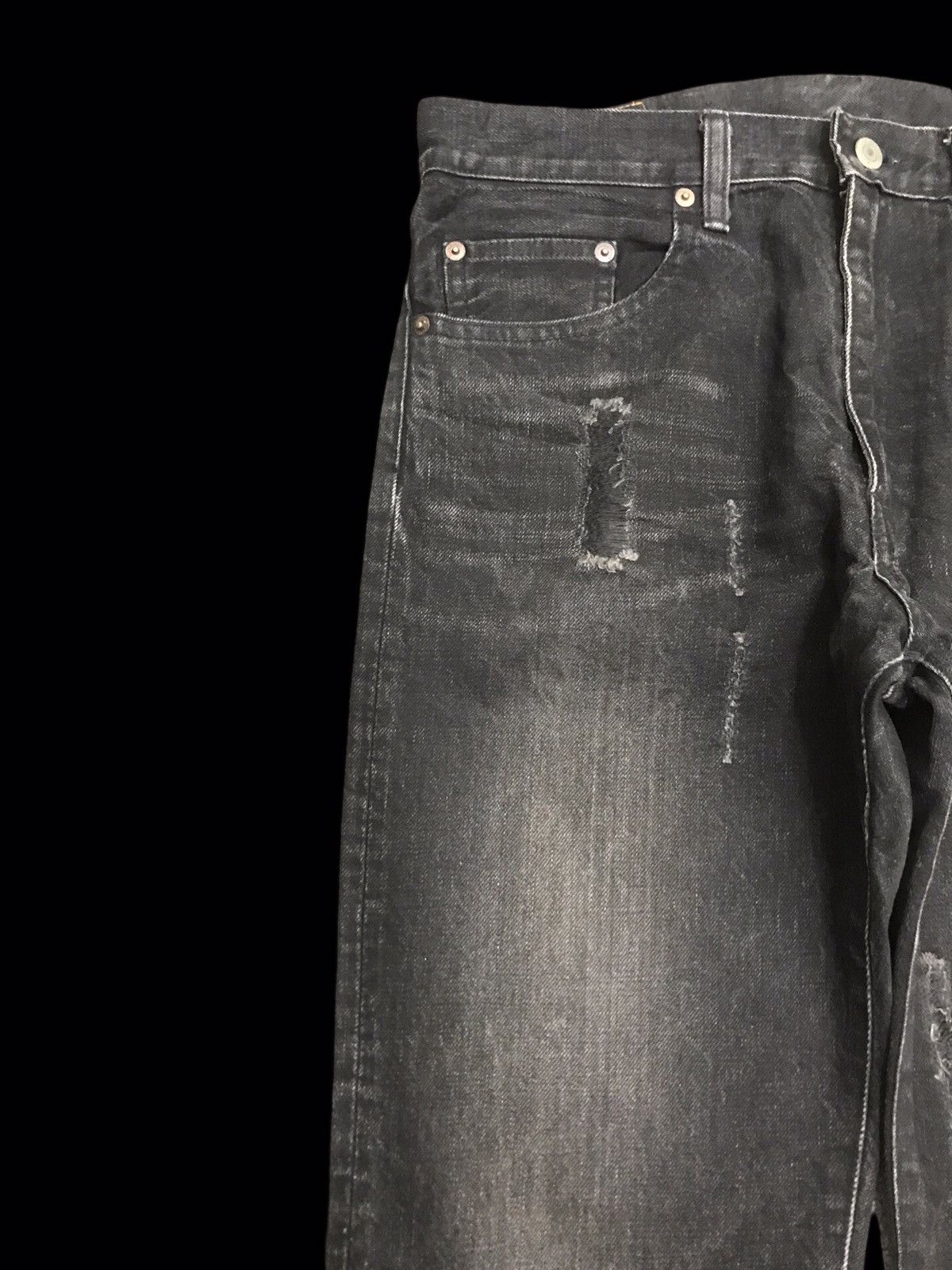Japanese Brand 💥ARCHIVAL💥VERY RARE BLACK WASH VIRUS DISTRESSED DENIM F212 Size US 32 / EU 48 - 4 Thumbnail