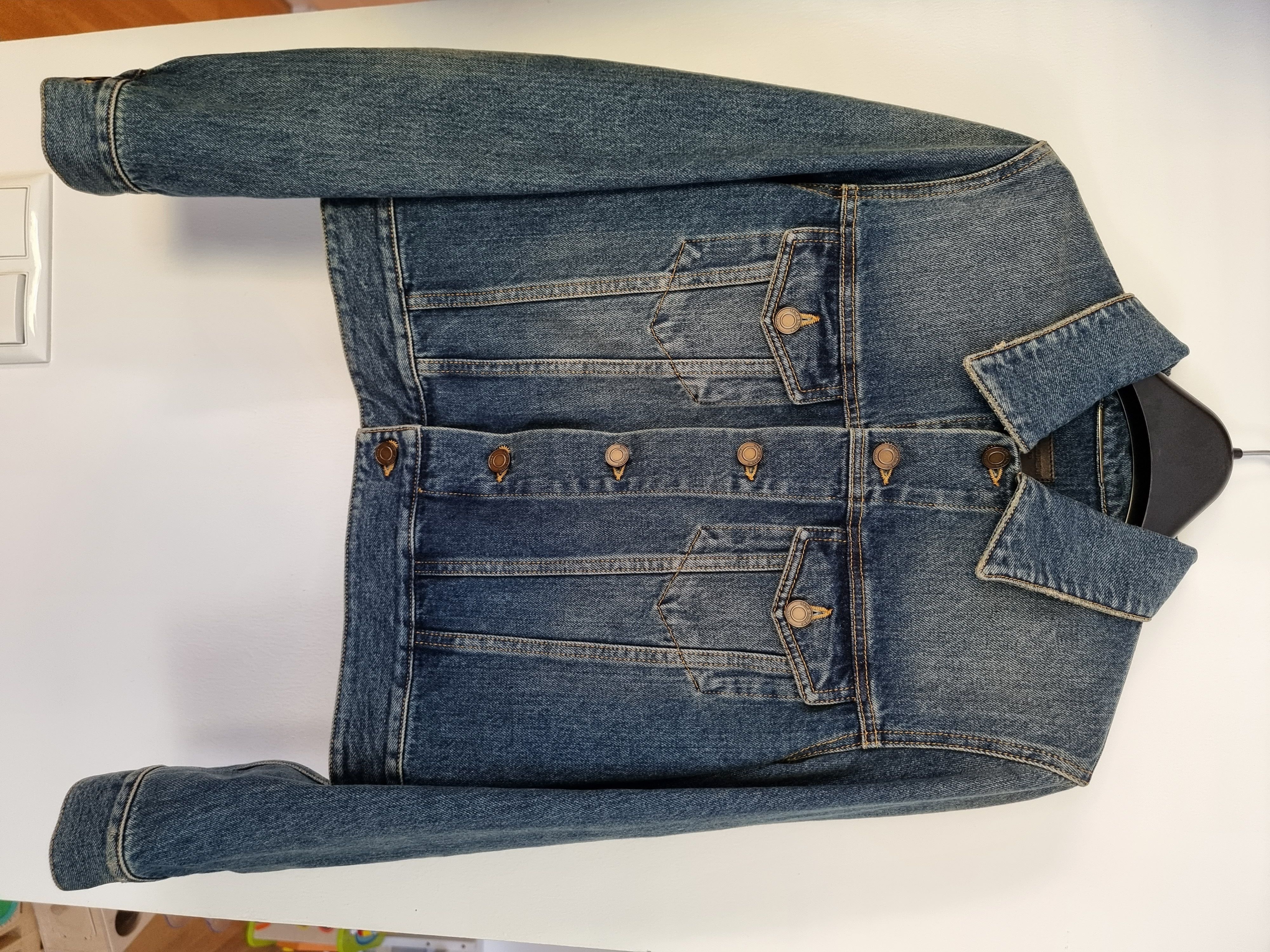 image of Saint Laurent Paris Saint Laurent Classic Jacket In Deep Vintage Blue Denim, Women's (Size Large)