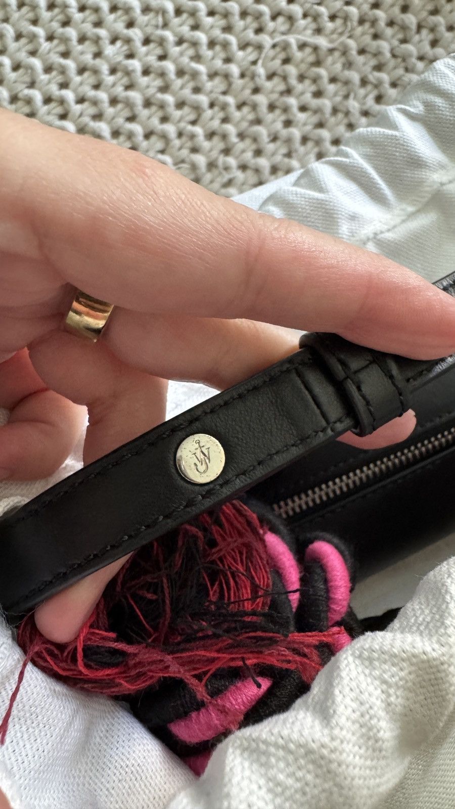 JW Anderson JW Anderson Corner Rope Leather Crossbody Bag Black and Pink Size ONE SIZE - 10 Thumbnail
